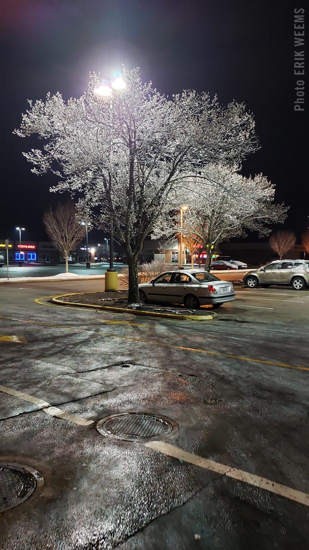 Parking lot colors from snowfall