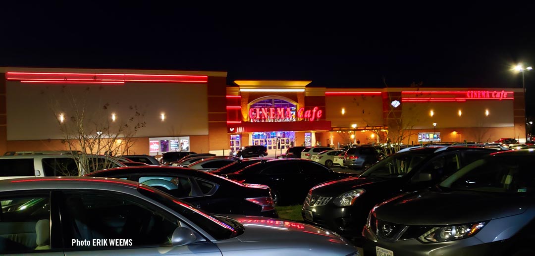 click image to enlarge - The Cinema Cafe in Chester Virginia at night The Cinema Cafe in Chester Virginia at night