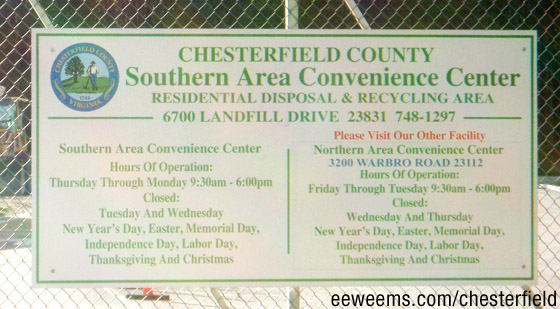 Chesterfield Landfill Sign with Rules Chesterfield Landfill Sign with Rules